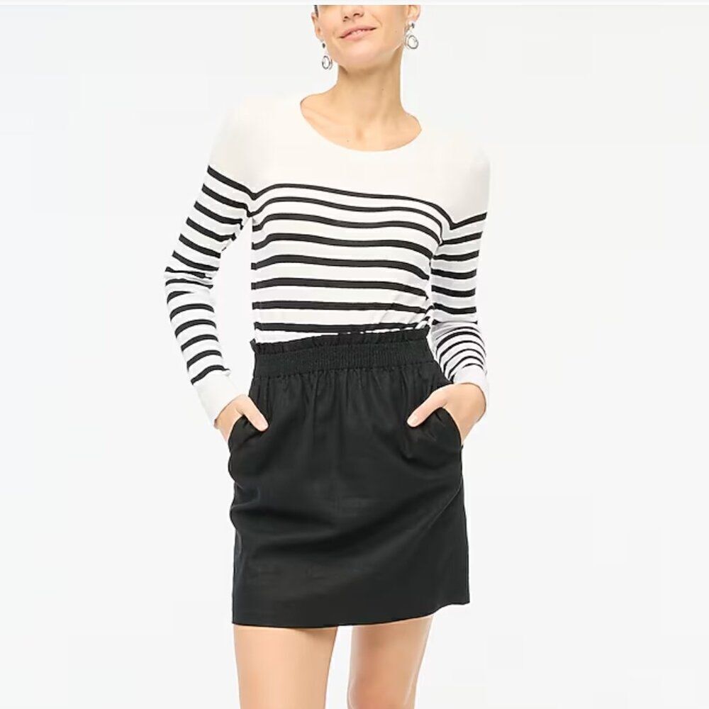 J. Crew Factory Linen-cotton blend city skirt in Black NWT size 24W